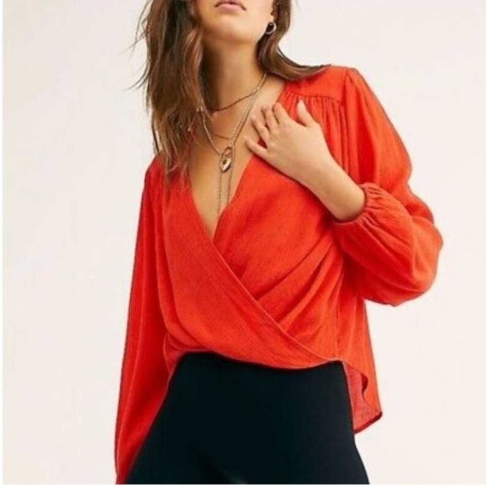 Free People Check On It Draped Wrap Hi-Low Top Viscose Small NEW